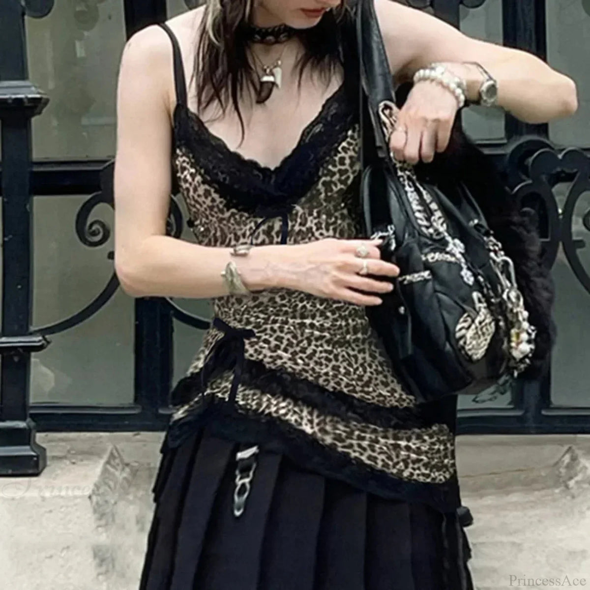 Lace Leopard Print Crop Top